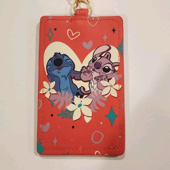 Loungefly Disney Lilo and Stitch Angel Valentines Day Lanyard ID Holder NEW - Picture 5 of 10